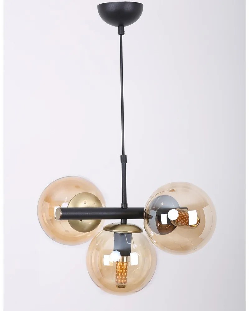 Žlté/čierne závesné svietidlo so skleneným tienidlom ø 15 cm Cascade – Squid Lighting