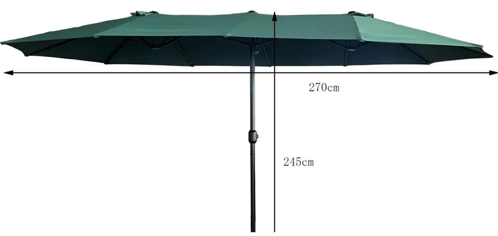 Dvojitý záhradný slnečník TILIA 460x270 cm tmavozelený