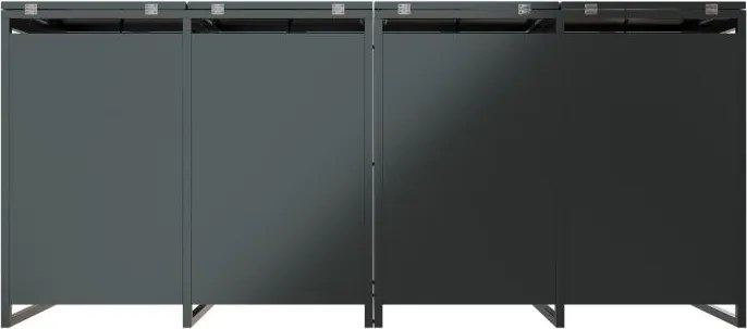 Kovový prístrešok pre 4 popolnice, antracit, 264×116×80 cm