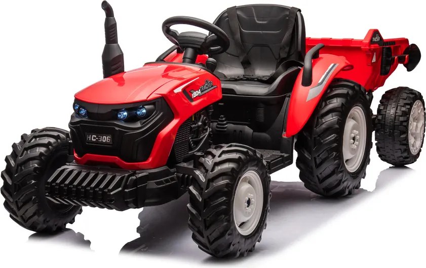 LEAN CARS Elektrický traktor na batérie HC-306 s prívesom 24V červený