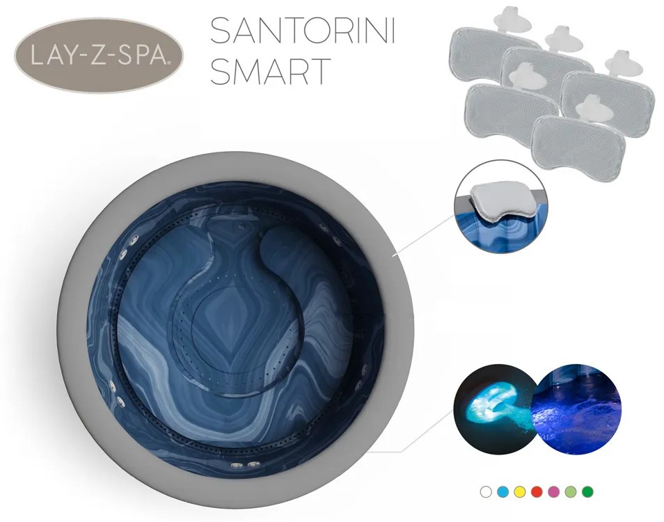 Vírivka Lay-Z-Spa SANTORINI PRO 7 LED hydromassage pre 5-7 osôb Bestway 6001T