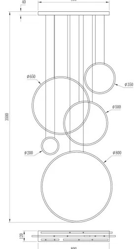 LED luster na lankách SATURNO LED/100W/230V zlatý