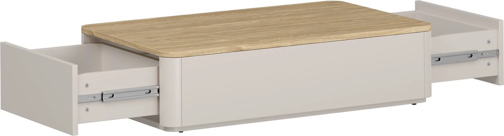 Konferenčný stolík Amilio 100 cm so zásuvkami - kašmírová / olejovaný dub