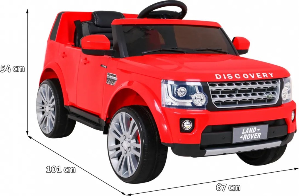 Ramiz Land Rover Discovery Elektrické auto pre deti, červené SUV + diaľkové ovládanie