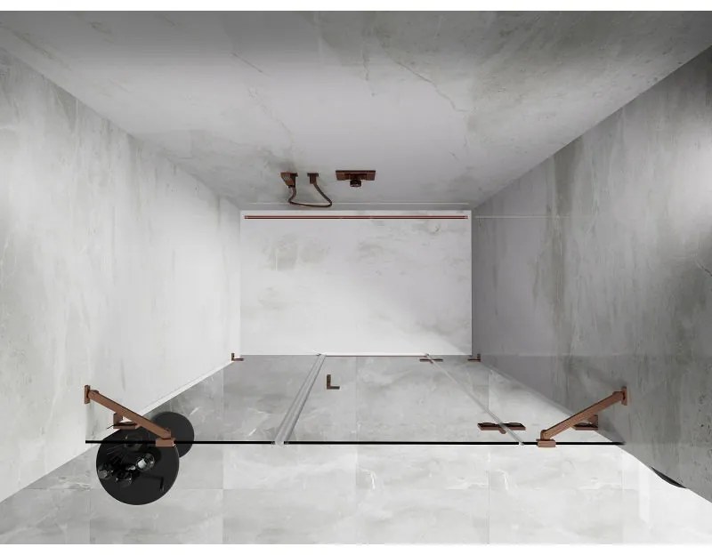 Mexen Lunar, pravé otočné sprchové dvere 155 cm, 8mm číre sklo, medený matný profil, 834S-155-050-65-00-P