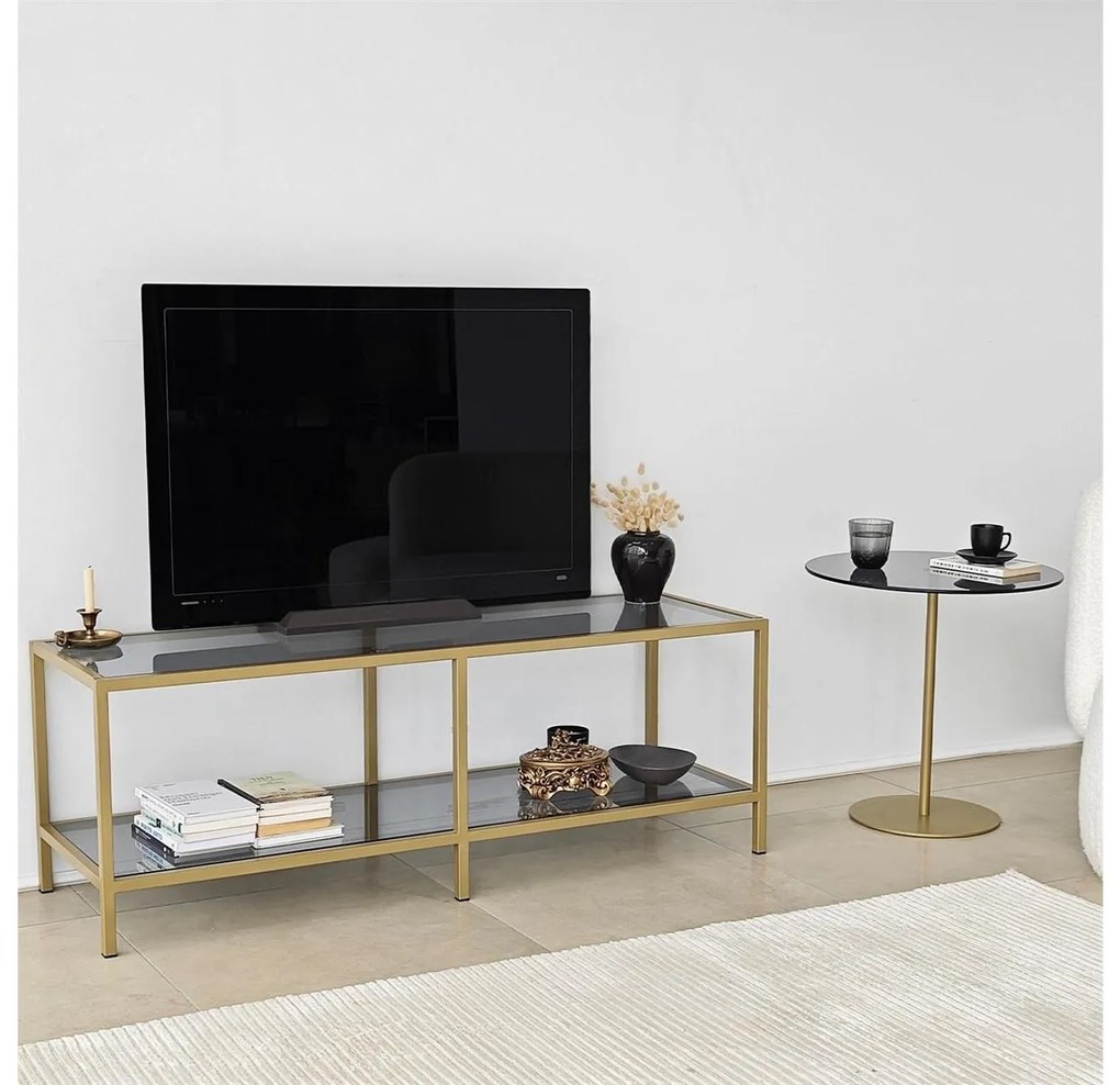 TV stolík Sibade 2 (tmavosivá + zlatá) . Akcia -20%. Vlastná spoľahlivá doprava až k Vám domov. 1095508