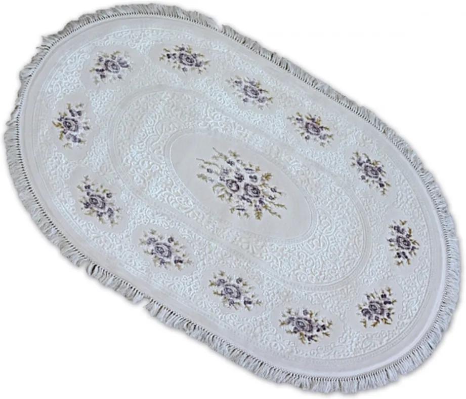 Luxusný kusový koberec akryl Carin krémový ovál, Velikosti 133x190cm