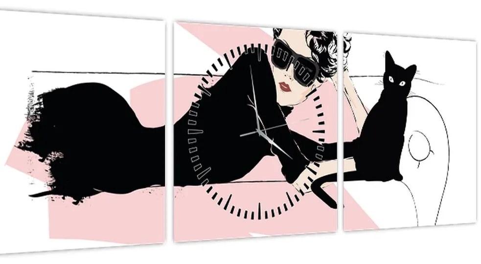 Obraz - Fashion lady (s hodinami) (90x30 cm)