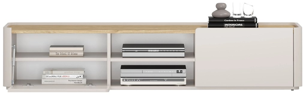 TV stolík Elivo 170 cm so zásuvkou - kašmír / olejovaný dub