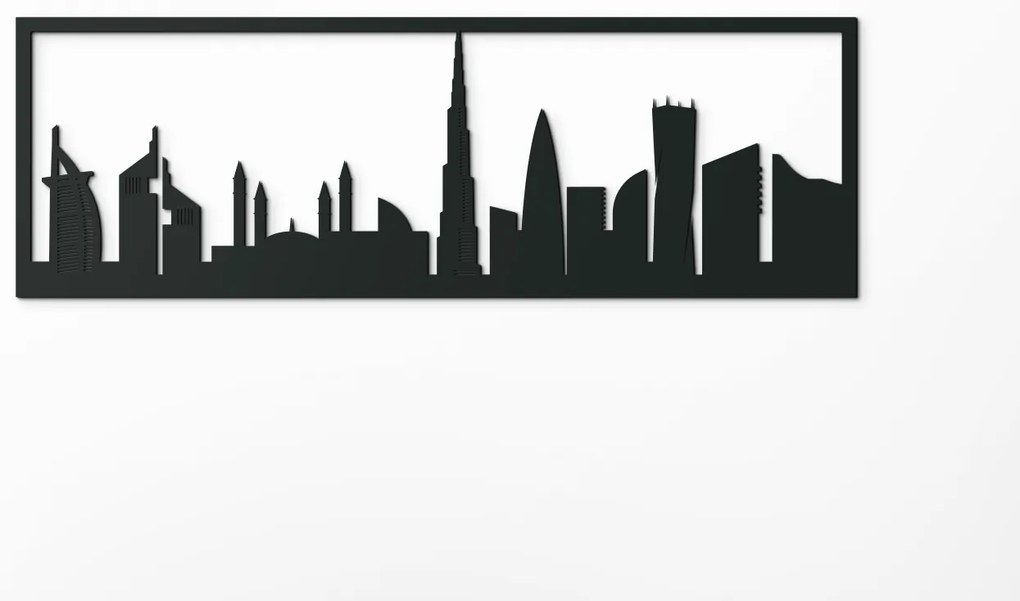 drevko Obraz Dubaj panoráma Rozmer obrazu: 29,5 x 89 cm, Farba dekorácie: Čierna