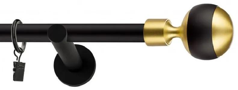 Dekorstudio Garniža jednoradová Guľa GLOBUS zlatá MIX čierna-matná 19mm Dĺžka: 120cm, Typ príslušenstva: Bez príslušenstva