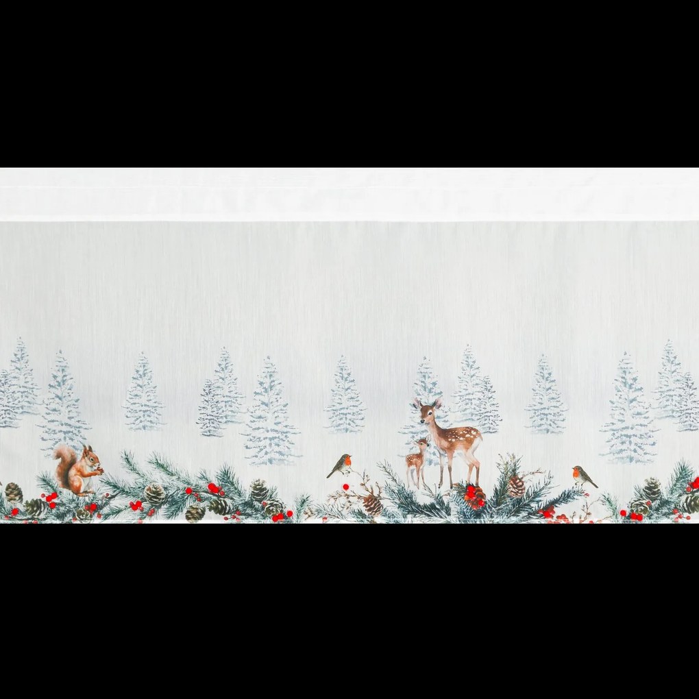 KRÁTKA VIANOČNÁ ZÁCLONA NA PÁSKE XMAS19 150X40 CM VZOROVANÁ
