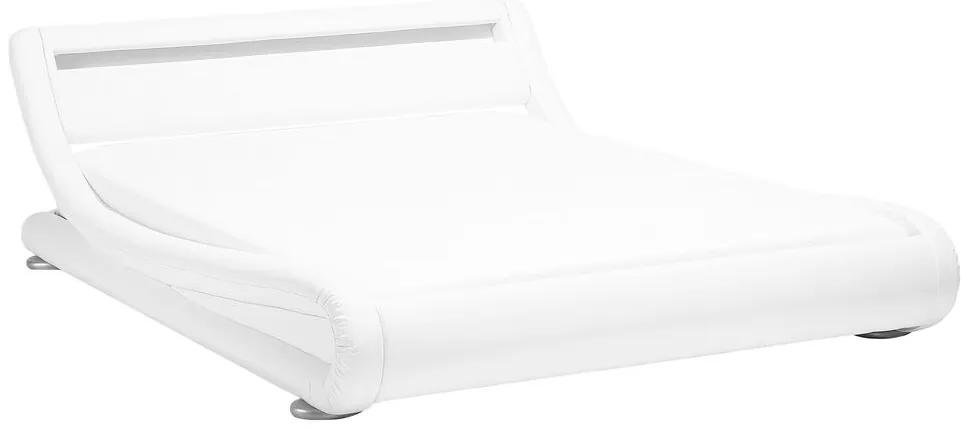 Vodná posteľ z umelej kože s LED 160 x 200 cm biela AVIGNON Beliani