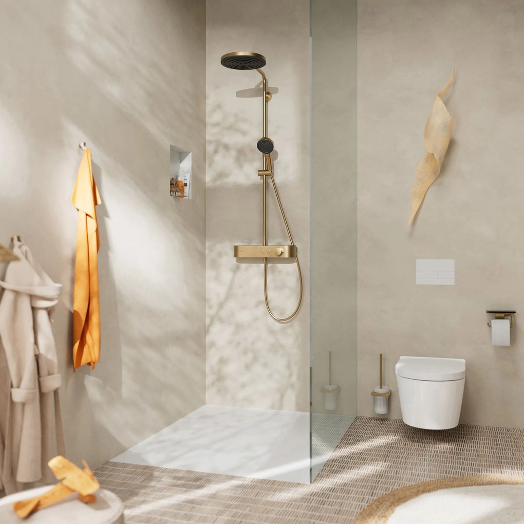 Hansgrohe Pulsify S, Showerpipe 260 2jet EcoSmart s termostatom ShowerTablet Select 400, kartáčovaný bronz, HAN-24241140