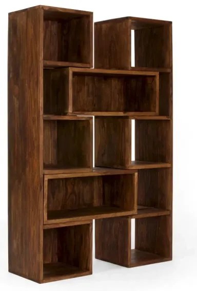 furniture-nabytek.cz - Masívna knižnica z palisandra s výsuvnými policami, lakovaná, hnedá – 85×40×177 cm