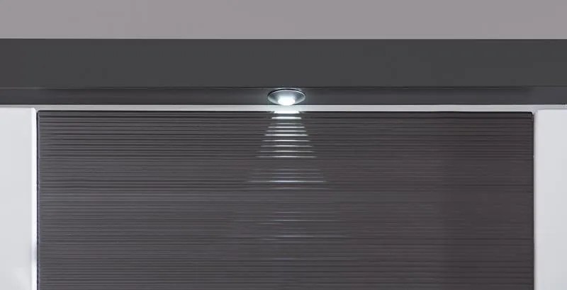 Široká komoda Caracas typ 21, grafit/biely lesk, s osvetlením