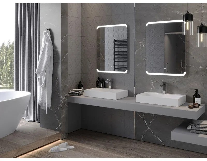 Mexen Nida, LED kúpeľňové zrkadlo s podsvietením 60x80 cm, 6000K, ochrana proti zahmlievaniu, 9806-060-080-611-00