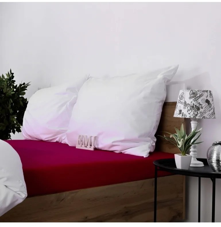 Plachta posteľná bordová jersey EMI, Plachta predĺžená 90 (100)x220