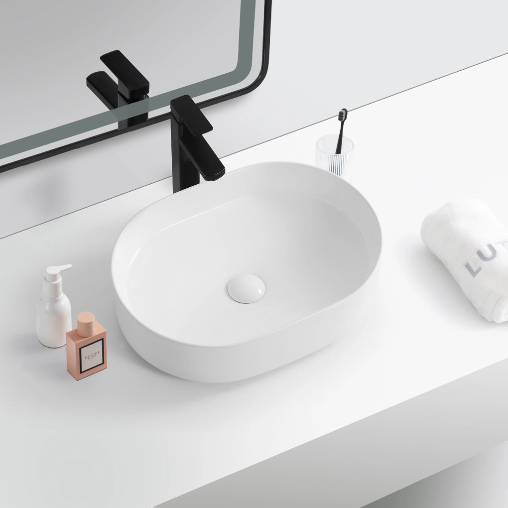 Erga Lakelyn, umývadlo na dosku 600x370x135 mm, biela lesklá, ERG-V03-9720B-WH