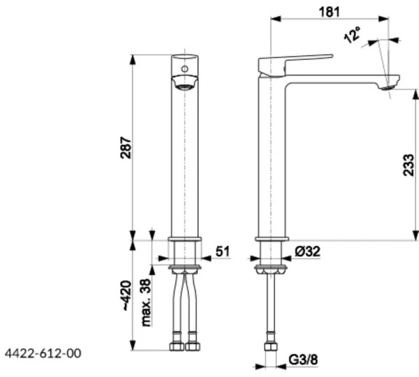 KFA Armatura 4422-612-00 - Umývadlová batéria + výpust AGAT 28,7 cm lesklý chróm