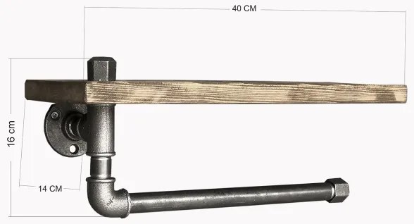 Nástenná polica s držiakom uteráka BORURAF 16x40 cm smrek/čierna