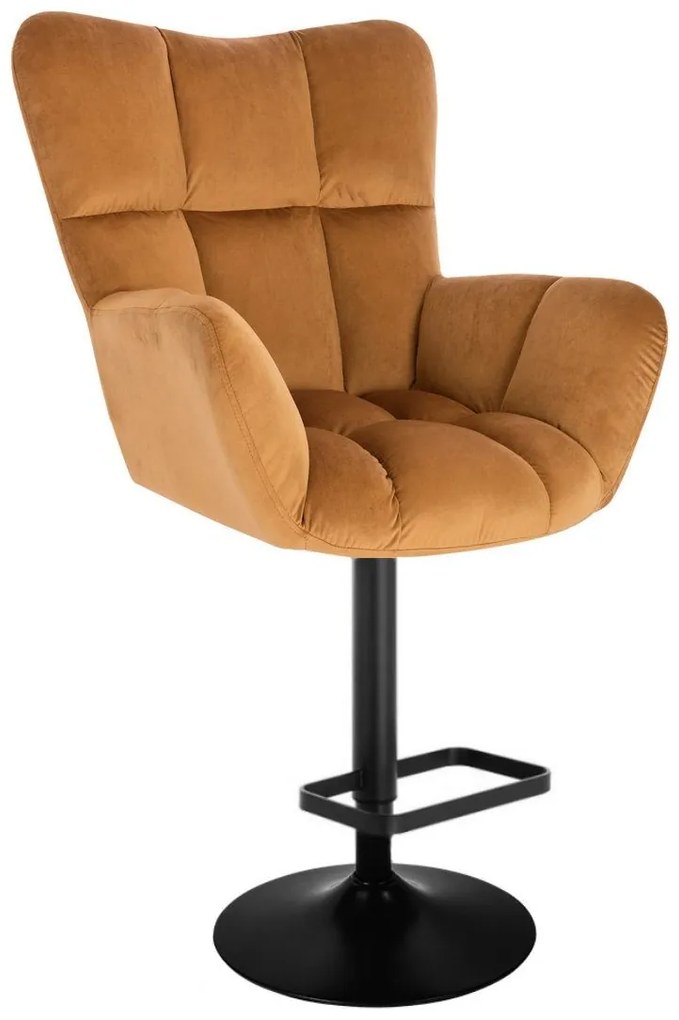 LuxuryForm DESIGN Barové kreslo AURORA VELUR na čiernom tanieri - hnedé