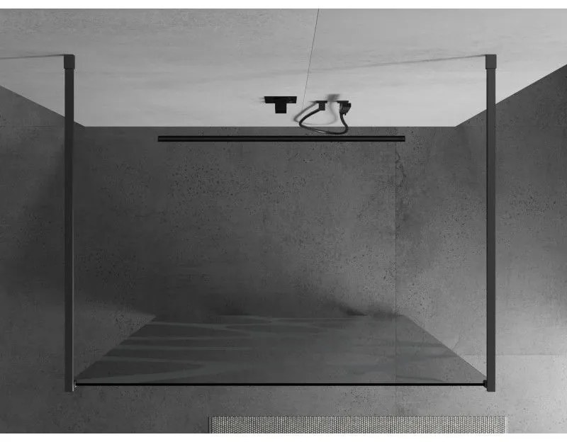 Mexen Kioto, sprchová zástena Walk-In 120 x 200 cm, 8mm číre sklo biely vzor, grafitový profil, 800-120-002-95-97