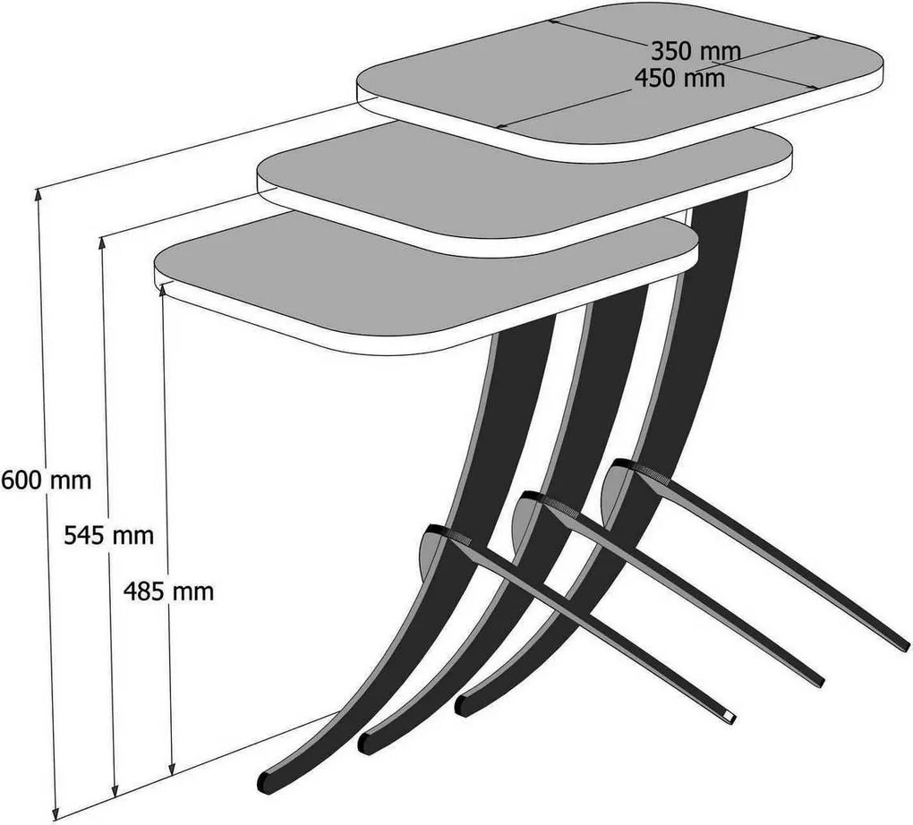 Súprava odkladacích stolíkov Pion Walnut, 3 ks