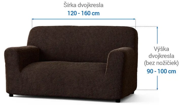 Bielastické poťahy COSTINA tabaková dvojkreslo (š. 120 - 160 cm)