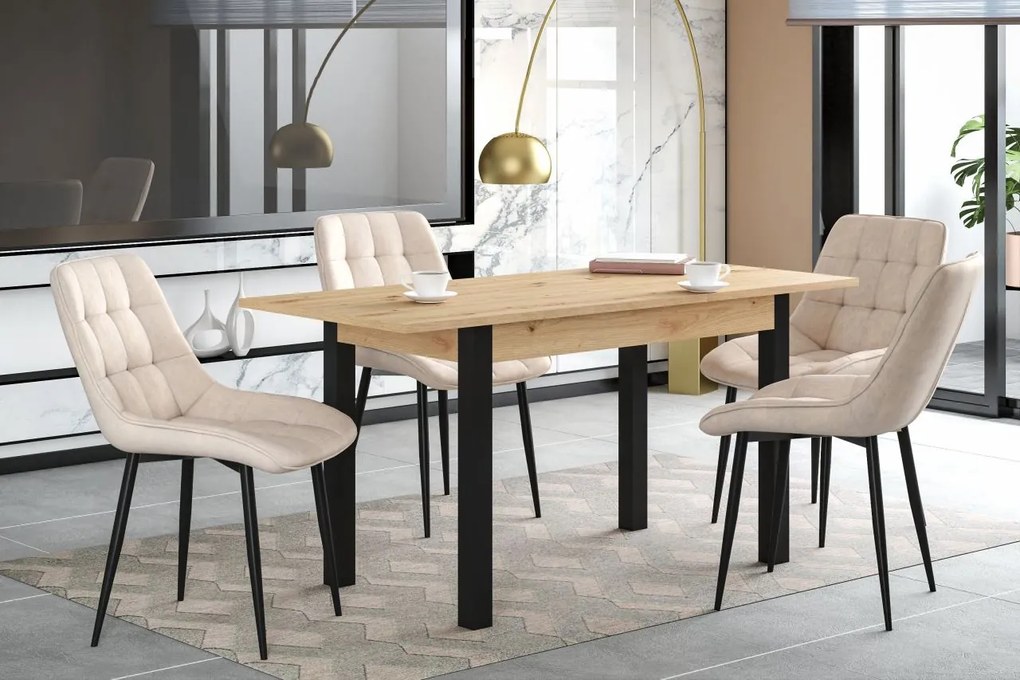 Vintino Jedálenský stôl ZENOX 120-160cm × 70 cm – dub artisan / čierna