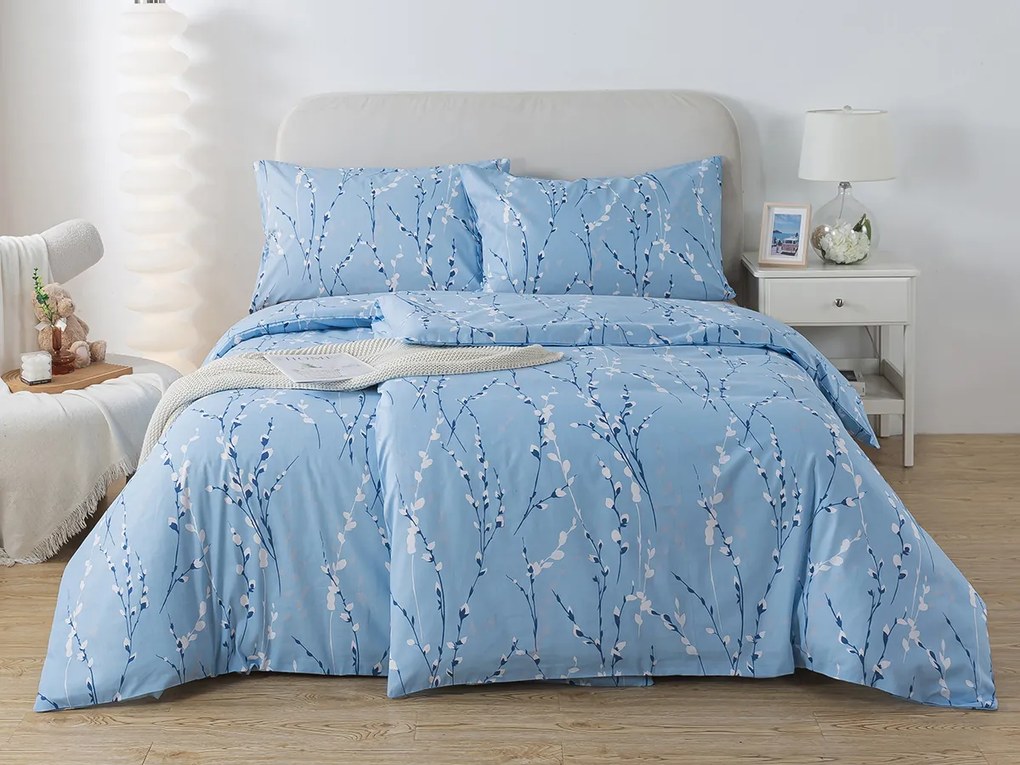 XPOSE® Bavlnené obliečky BAHNIATKA na dve postele - modré