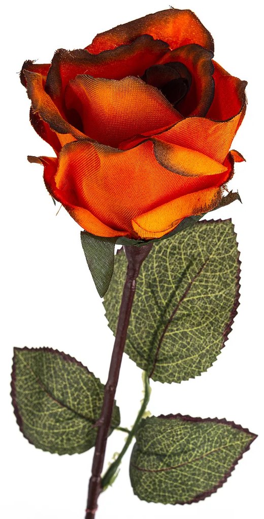 Umelá kvetina Ruža veľkokvetá 72 cm, tm. oranžová