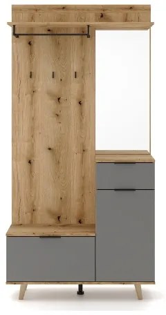 Predsieňová stena so zrkadlom SVEN hnedá/grafit