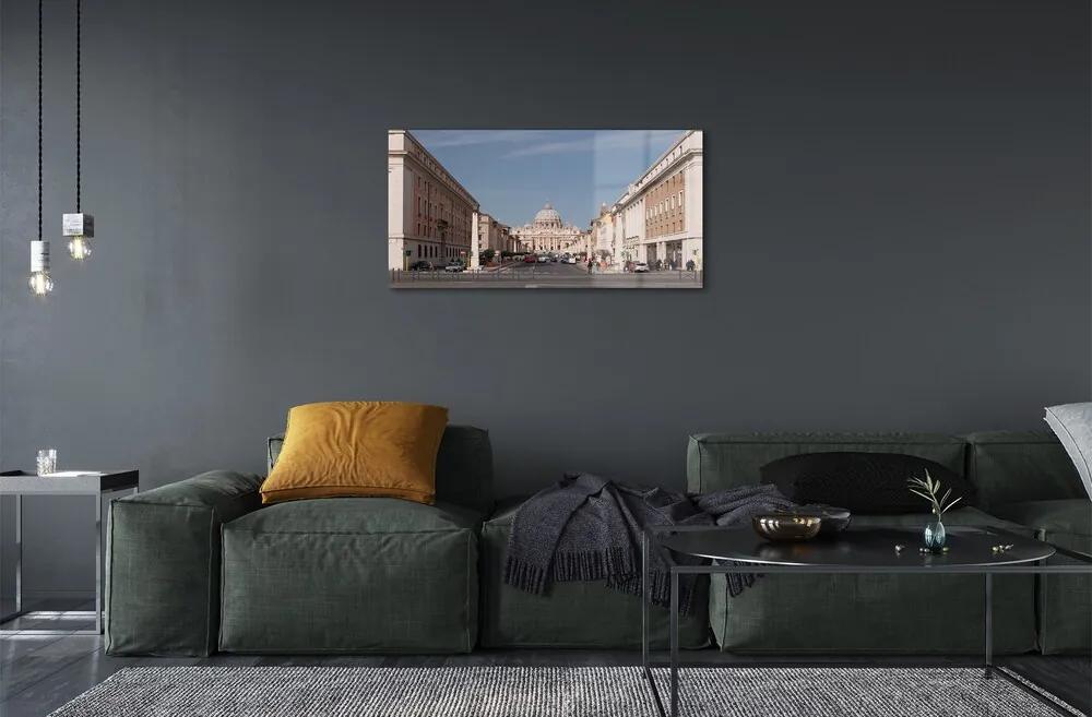 Sklenený obraz Katedrála Rome budovy ulice 100x50 cm