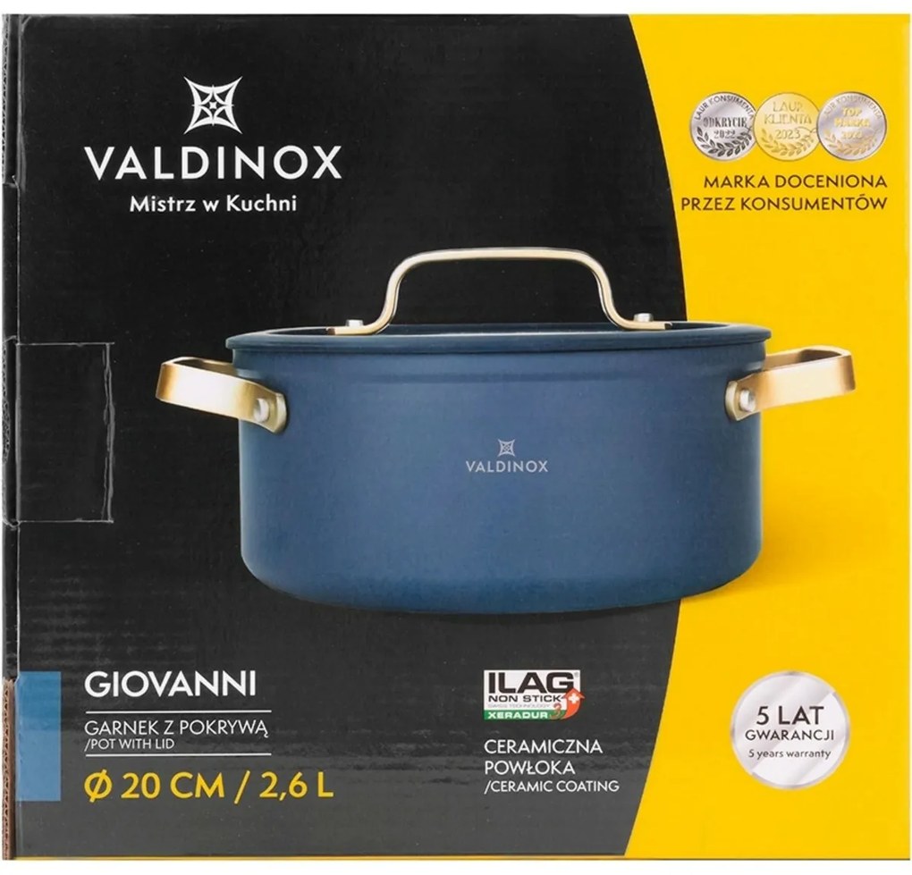 Valdinox Kastról s pokrievkou Giovanni 20 cm, 2,6l, 2,6 l