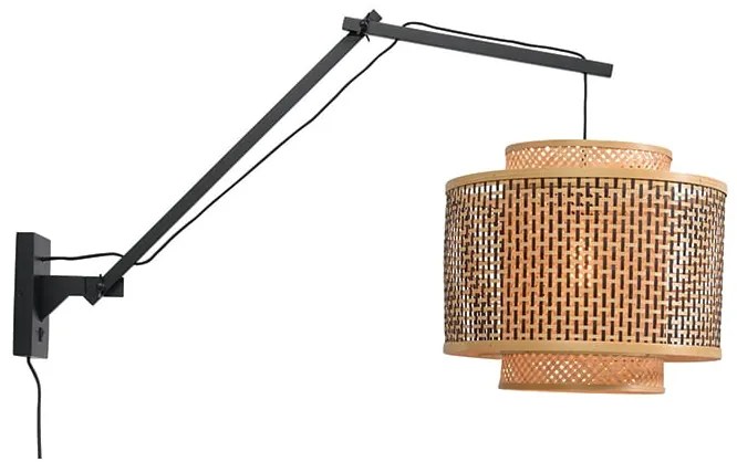 Nástenná lampa bhutan l 40 x 34 čierna, prírodná MUZZA