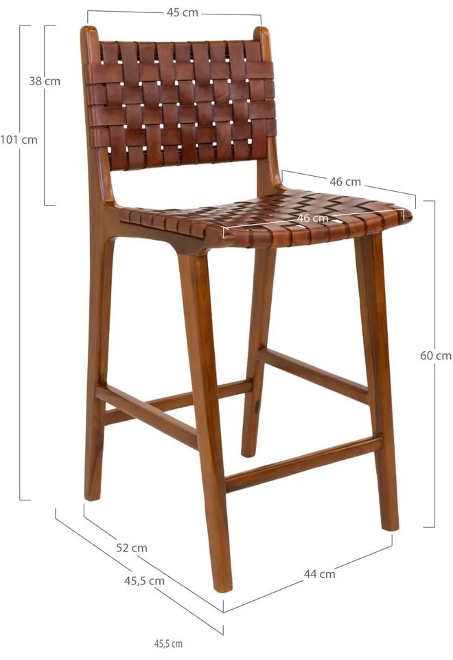 Hnedá barová stolička z teakového dreva 101 cm Perugia – House Nordic