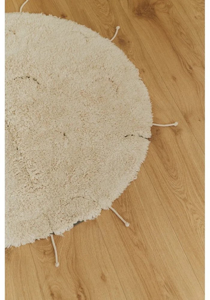 Krémový prateľný ručne tkaný bavlnený okrúhly koberec ø 100 cm Moon Multishape – Lorena Canals