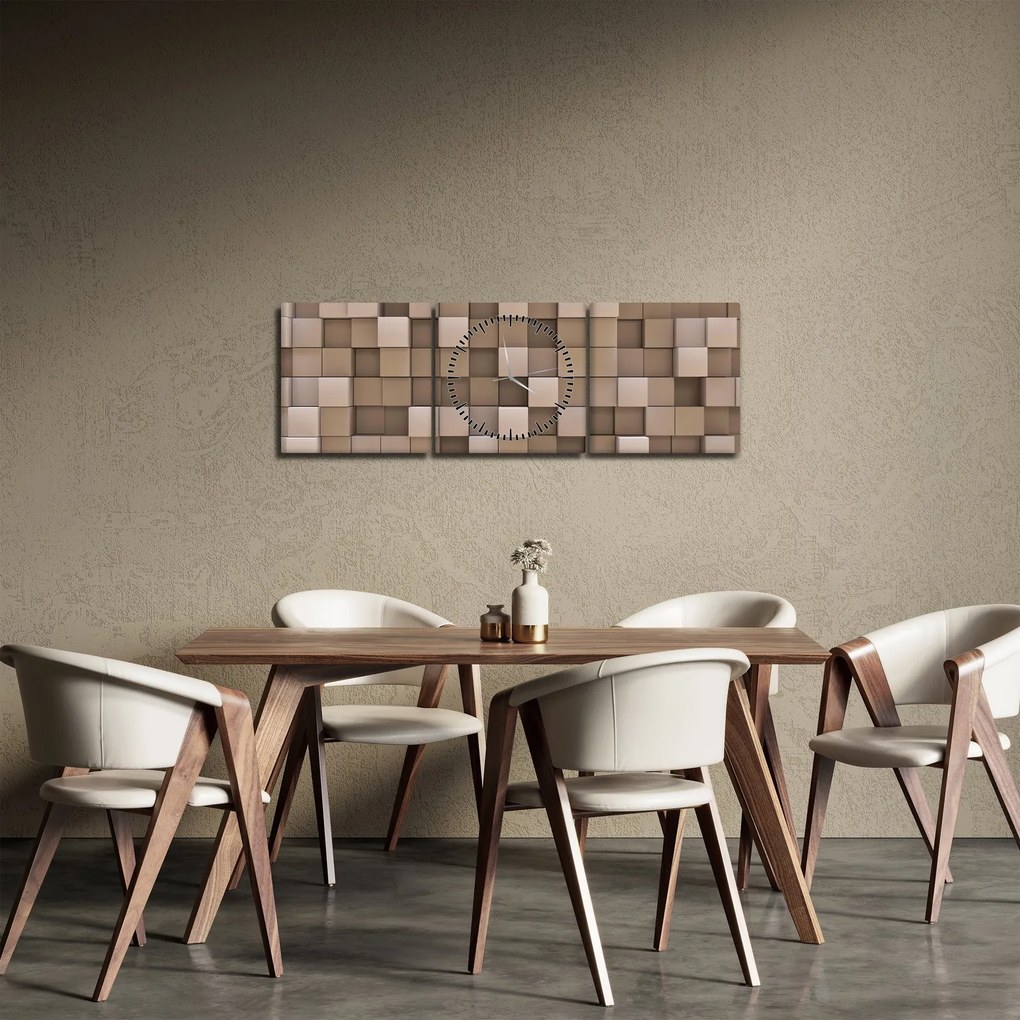 Obraz - Béžové kocky (s hodinami) (90x30 cm)