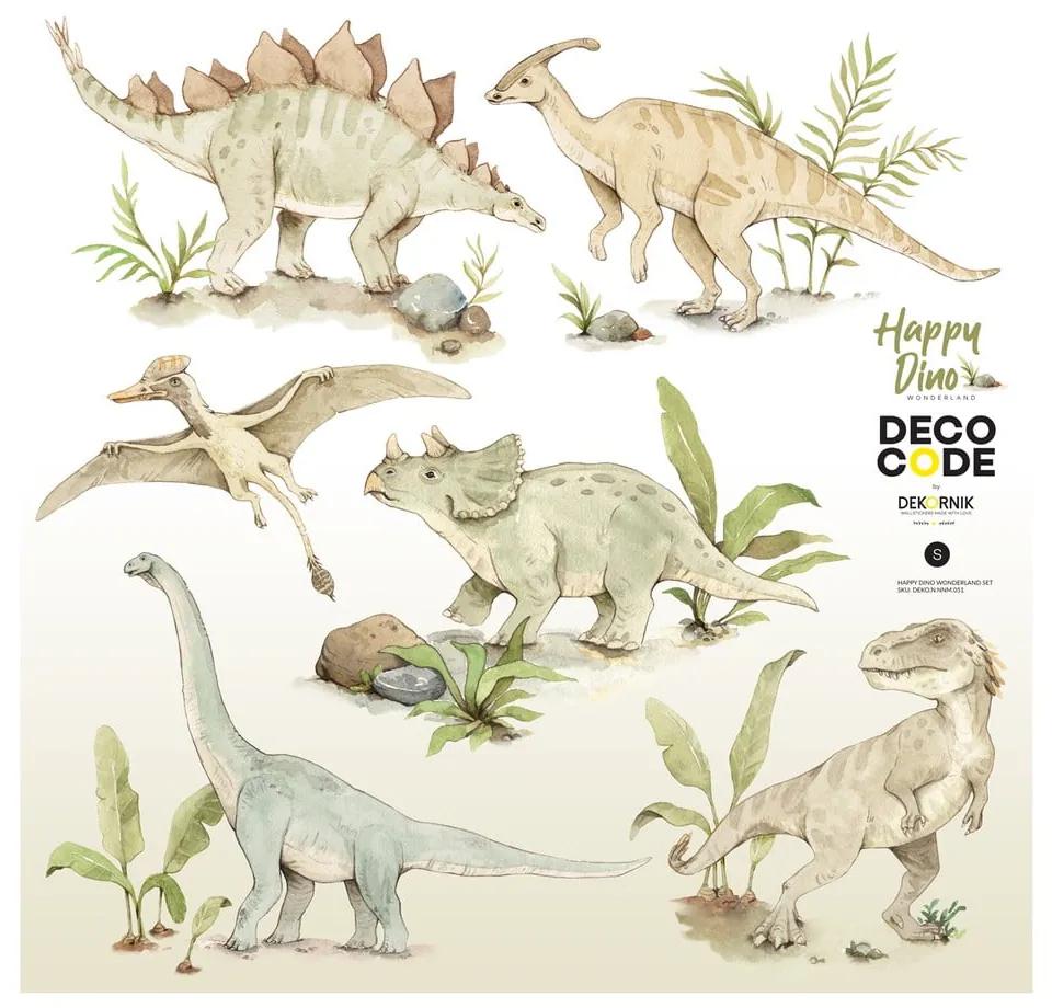 Súprava detských nástenných samolepiek s dinosaurími motívmi Dekornik Happy Dino, 100 x 100 cm