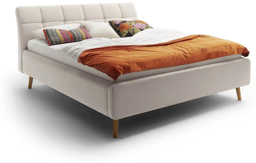 Čalúnená posteľ s prešívaným čelom lemina s úložným priestorom 160 x 200 cm béžová MUZZA