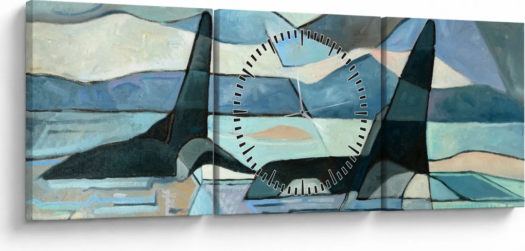 Obraz - Kosatky (s hodinami) (90x30 cm)