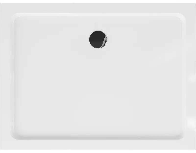 Mexen SLIM - Obdĺžniková sprchová vanička 140x100x5cm + čierny sifón, biela, 40101014B