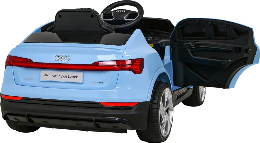 Ramiz Audi E-Tron Sportback pre deti Modrá + Pilot + pohon 4x4 + pomalý štart + rádio MP3 + LED