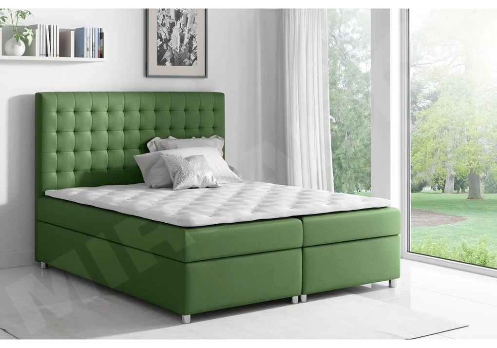 Posteľ kontinentálna Alfi, Rozmer postele: 180x200, Dostupné poťahy: ekokoža Soft 017 (biela)
