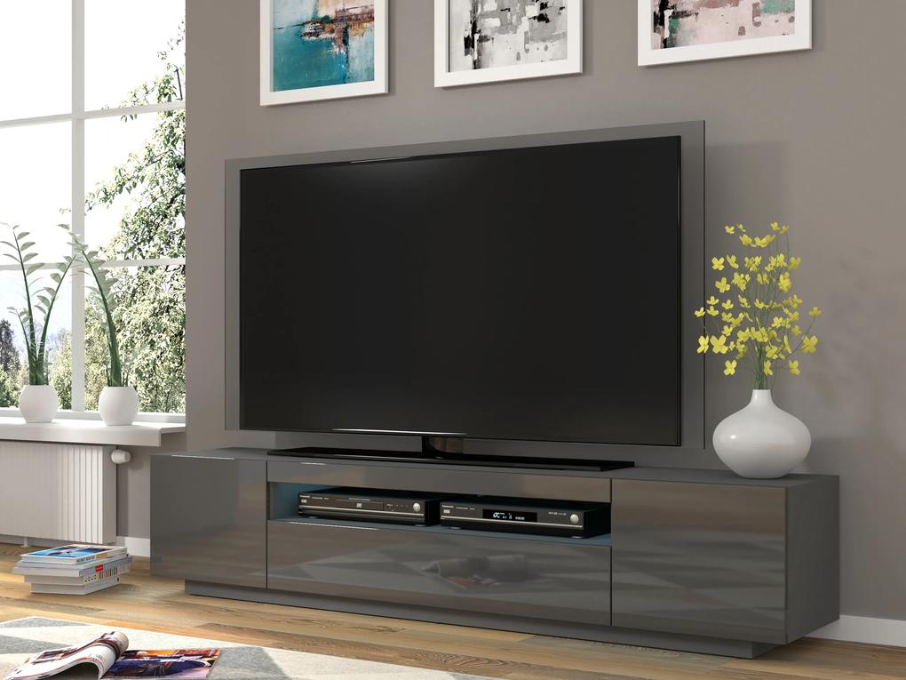 TV stolík/skrinka Aurora 200 (sivý lesk) (LED). Vlastná spoľahlivá doprava až k Vám domov. 1057727