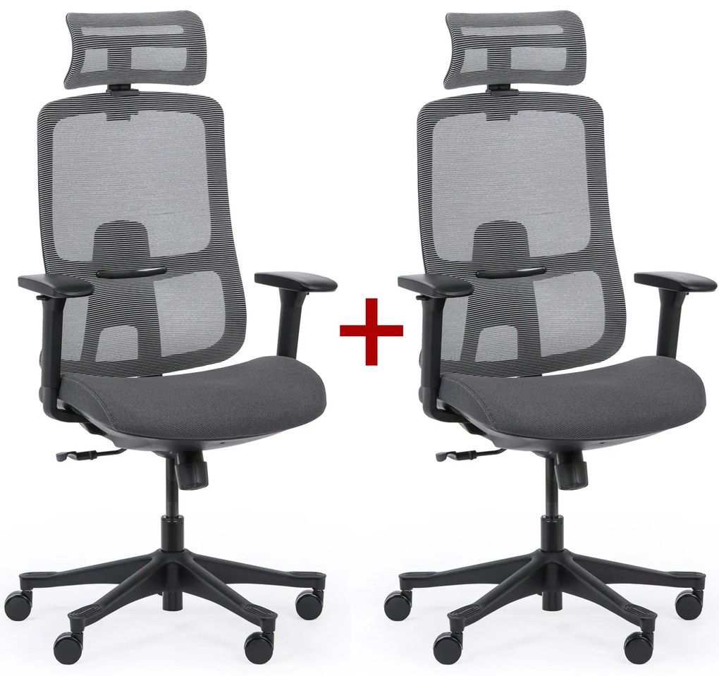Kancelárska stolička LYNX 1+1 ZADARMO, sivá