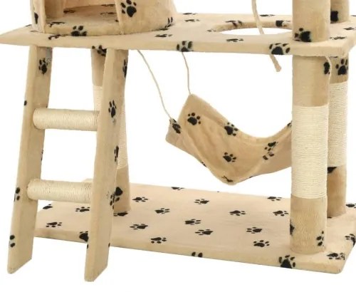 vidaXL Škrabadlo pre mačky so sisalovými stĺpikmi140 cm béžové s labkami-