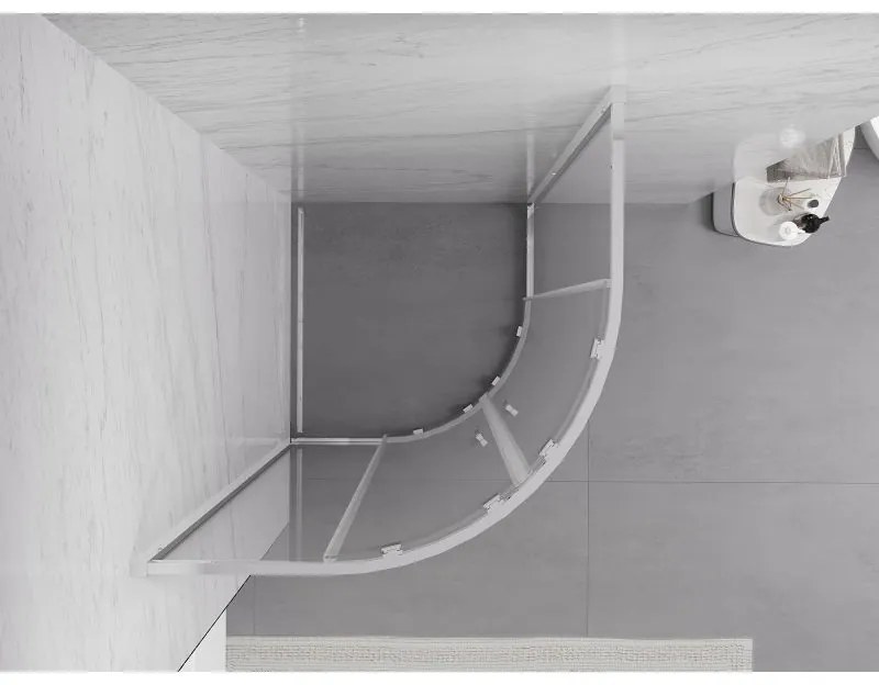 Mexen Exo, asymetrický sprchový kút s posuvnými dverami 90 x 90 cm, 6mm číre sklo, chrómový profil, 8132-090-090-01-00