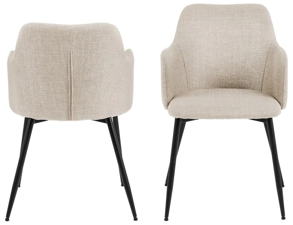 Krémovobiele čalúnené jedálenské kreslá v súprave 2 ks Ilsa – Actona